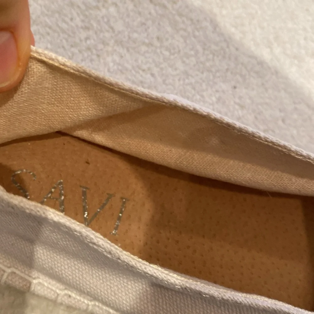 Savi Resort Wear white canvas rhinestone American flag espadrilles Sz 40